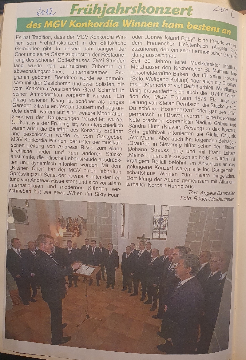 2012 - Fr&uuml;hjahrskonzert Zeitungsbericht