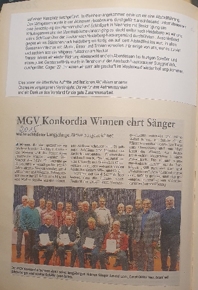 2014_2015 - Taetigkeitsbericht - Seite 2 mit Zeitungsbericht zu Ehrung langj&auml;hriger Aktiver