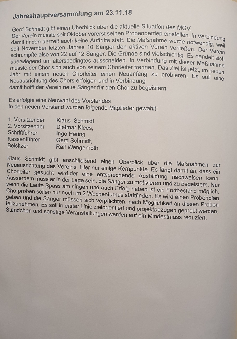 2018 - Jahreshauptversammlung
